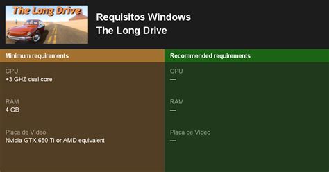 the long drive requisitos|Requisitos del Sistema de The Long Drive